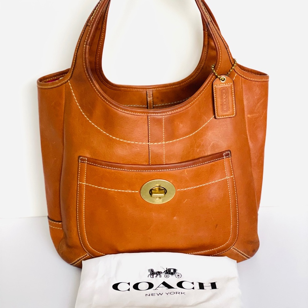 Vintage Coach Bag N*A0793-11011 Brwn Camel Leather